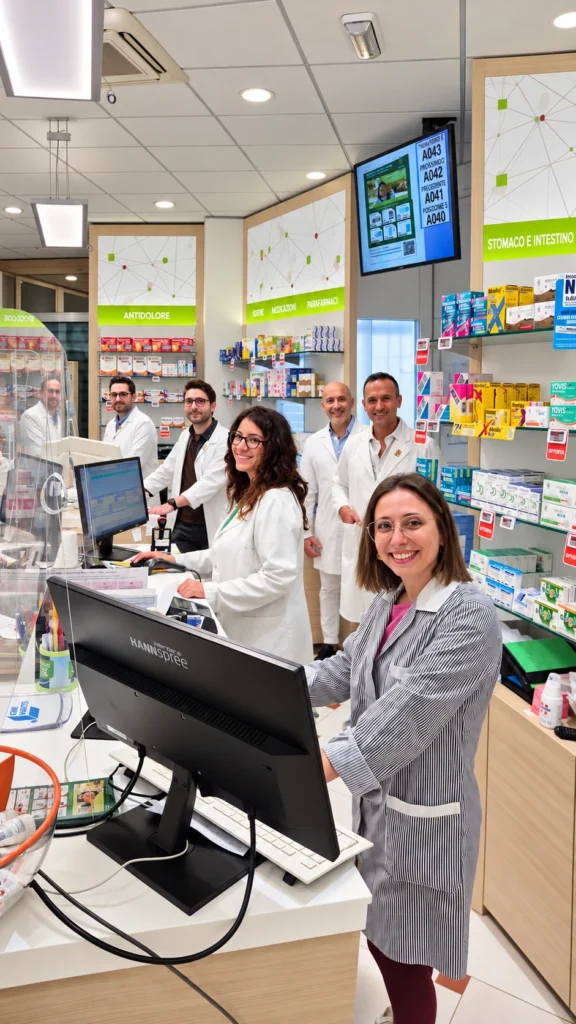La squadra della Farmacia Sant’Antonio al banco, pronta ad accoglierti